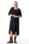 Long Sleeve September Autumn and Winter Authentic Midi Length Combed Cotton Viscose Dress Navy Blue Lcvt