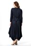 Long Sleeve Atlas Autumn and Winter Asymmetric Cut Authentic Long Combed Cotton Viscose Dress Navy Blue Lcvt - 2