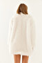 Women's Ecru Premium Faux Long Fur Jacket 2461 60251923 - 4