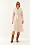Women's Cream Belted Cashmere Coat 2353 60351083 - 6