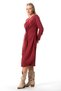 Long Sleeve Athena Knot Detailed Autumn and Winter Midi Length Authentic Combed Cotton Viscose Dress Burgundy Brd - 6