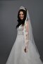 Glitter Tulle Lace Detailed Long Wedding Dress-Wedding Veil 230 cm Scalloped Off White Single Layer Veil - 2