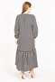 Women's Large Size Black Woven Viscose Fabric Hemline Tiered Long Sleeve Dress 65n35513 - 6