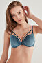 Blue Lol Up Velvet Bra - 2