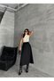 Women's High Waist Midi Length Elastic Waist Flared Denim Skirt - 4