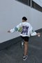 White Bugs Bunny Trouble Maker Back Printed Oversize Unisex Sweatshirt
