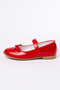 Girl's Red Patent Leather Non-Slip Sole Mustache Ballerinas - 4