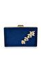 Navy Blue Color Satin Crystal Stone Evening Dress Bag Evening Bag Henna Bridal Bag Clutch