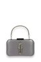 Gray Color Satin Silver Case Silver Stone Handle Evening Dress Evening Bag Portfolio