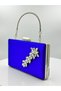 Cobalt Blue Colors Satin Silver Case Silver Stone Evening Dress Bag Evening Bag Portfolio - 2