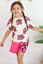 Girl's Floral Printed Pink Shorts Suit
