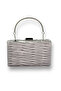 Gray Pleated Satin Evening Bag with Metal Handle Henna Evening Bag