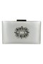 Ecru Color Satin Silver Case Silver Stone Evening Dress Bag Evening Bag Portfolio