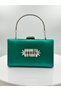 Green Color Satin Silver Case Silver Stone Evening Dress Bag Evening Bag Portfolio