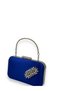 Cobalt Blue Color Satin Silver Case Silver Stone Handle Evening Evening Bag Wedding Portfolio - 2
