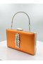 Orange Color Satin Silver Case Silver Stone Evening Dress Bag Evening Bag Portfolio - 2