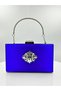 Cobalt Blue Colors Satin Silver Case Silver Stone Evening Dress Bag Evening Bag Portfolio