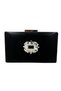 Black Color Satin Case Silver Stone Evening Dress Bag Evening Bag Portfolio