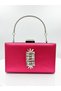 Fuchsia Color Satin Silver Case Silver Stone Evening Dress Bag Evening Bag Portfolio