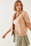 Women's Beige Kangaroo Pocket Hooded Cardigan Mbhs013 60601013 - 6