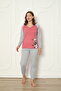 Fwn 04-3024 Interlock Fabric Winter Home Women's Pajama Set with Minnoş Cat