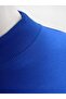 Blue Ribbed Half Turtleneck Camisole Crop Body Darkening Long Sleeve Knitted Blouse - 3