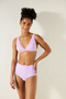 Basic Deep V Model Lilac Bikini Top - 2