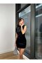 Turtleneck Zero Sleeve Jolien Women's Black Velvet Mini Dress 24k325 - 3