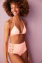 Neon Orange Basic Sides High Waist Bikini Bottom With Thread Detail - 2