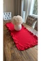 Aura Cotton Stain-Resistant Vintage Full Ruffle Red Runner - 2
