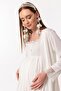 Effortt Ecru With Robe Maternity Postpartum Nightgown Set
