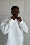 White Unisex Soft Fabric Oversize Fit Fleece Hooded Sweatshirt Hoodie - 7
