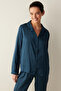 Satin Long Sleeve Shirt Pants Pajama Set - 2