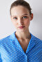 Tiny Hearts Blue Button down Shirt Shorts Pajama Set - 2