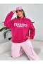 Fight Hard Half Zipper Sweatshirt - Pink Printed Oversize Stand Collar - 5