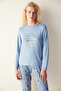 Coffee Thermal Blue Pajama Set