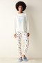 Hug Friend Thermal White T-Shirt Pajama Top - 2