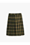 Pleated Plaid Skirt Belt Detailed Viscose Blended - 2