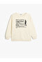 Sweatshirt with Dog Print, Crew Neck, Long Sleeves, Embossed