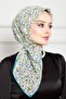 وشاح من القطن الأخضر بنمط الأزهار