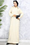 11028-09 Zippered Collar Ribbed Knitwear Dress Stone Color - 5