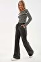 Faux Leather Wide Leg Trousers Black