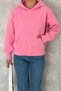 Women's Pink Standard Size Hooded Plush Knitwear Sweatshirt