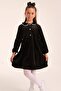 Elegant velvet button-down dress for girls - black - 4