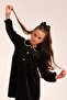 Elegant velvet button-down dress for girls - black - 5