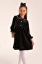 Elegant velvet button-down dress for girls - black - 6