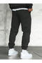 Men's Black Elastic Leg Oversize Sweatpants - 2