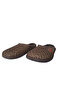 Men's Dark Brown-Cream Line Patterned Orthopedic Sole Daily Indoor Slippers Gzeer202-302 - 2