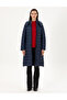 Navy Blue Hooded Quilted Long Coat 50297299-Vr033 - 4