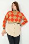 Hatunatila Quilted Plaid Knitwear Sweater 4873 Mink - 6